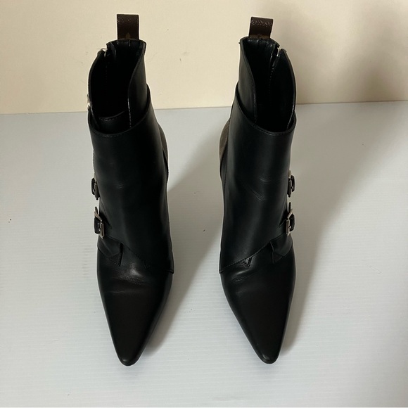 Louis Vuitton Black Leather LV Logo Janet Ankle Buckle Heeled Boots size 38 - Picture 7 of 15